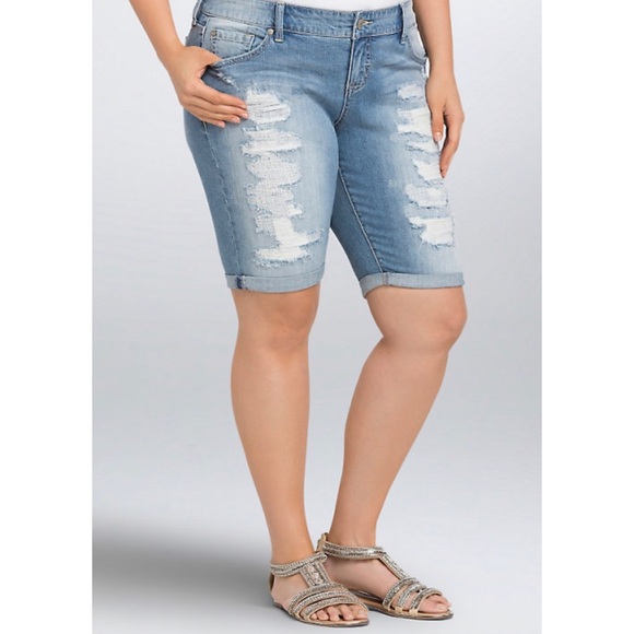 torrid Pants - torrid Boyfriend Bermuda Distressed Jean Shorts 20